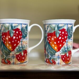 Red and Green Strawberry Churchill Mugs- Made in England